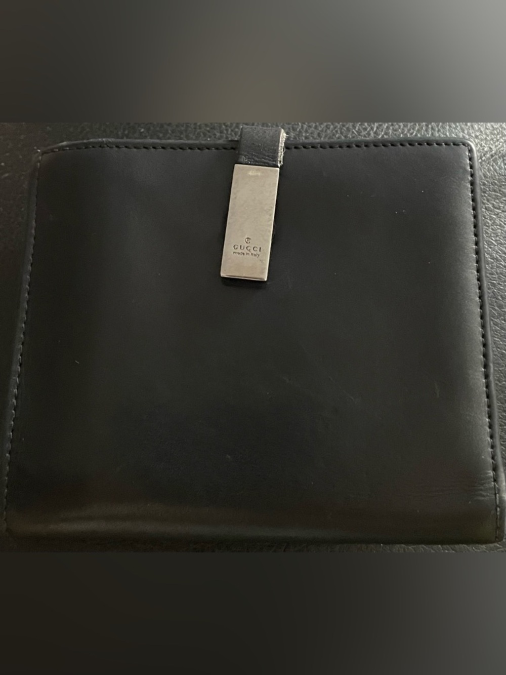 Gucci Black Leather Wallet with Silver Hardware
